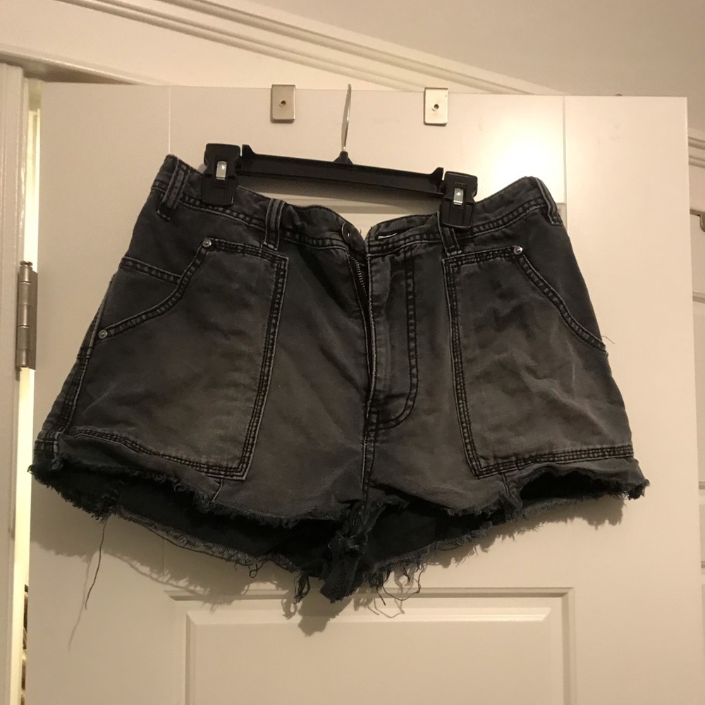 Free People Black Denim Shorts, structured